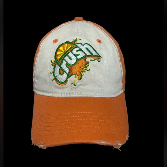 Orange Crush Soda Ball Cap Distressed Falcon Natural Fit Vtg Embroidered NICE - Picture 7 of 8